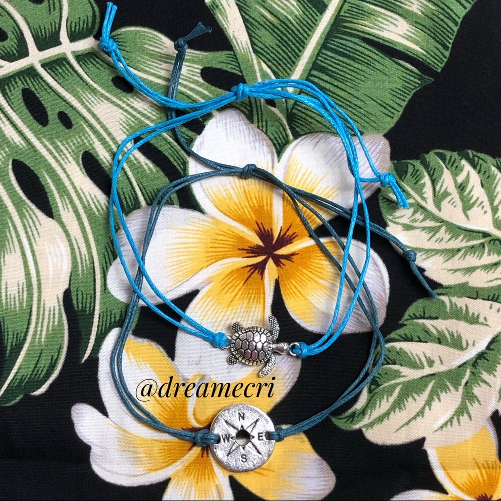 Ocean Dreams Honu or Sea Turtle and Compass Anklet